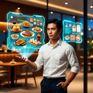 Ilustrasi makanan lezat yang dibuat menggunakan teknologi video AI untuk promosi restoran.
